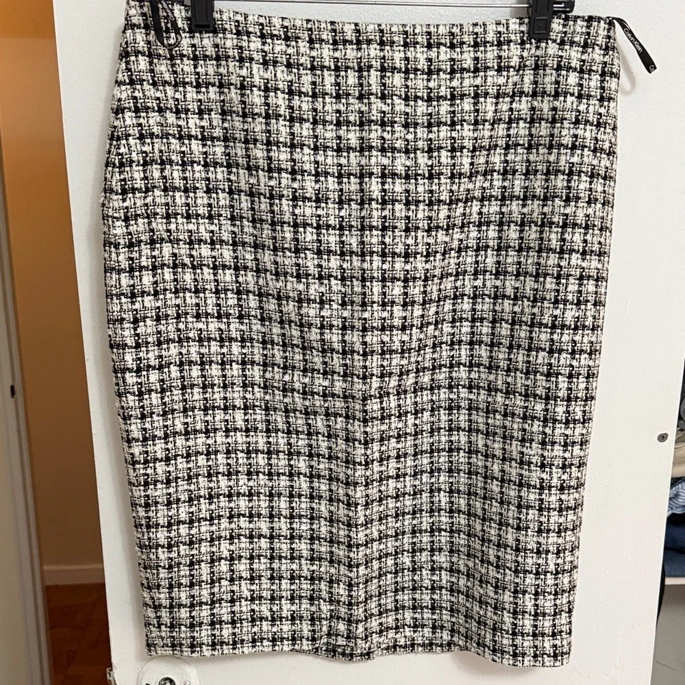Calvin Klein Black and White Checkered Pencil Skirt - Picture 1 of 3